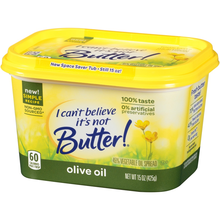 slide 3 of 8, I Can't Believe It's Not Butter! Vegetable Oil Spread with Olive Oil, 15 oz