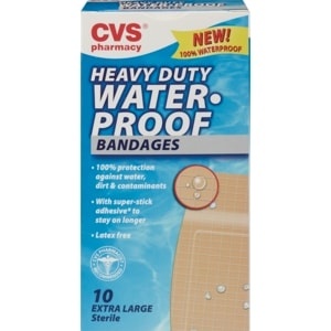 slide 1 of 1, CVS Health Heavy Duty Waterproof Anti-Bacterial Bandages Extra Large, 10 ct