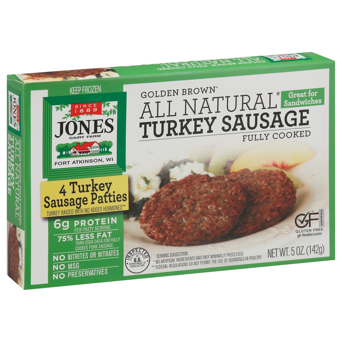 slide 7 of 9, Jones Dairy Farm Golden Brown All Natural Golden Brown Turkey Sausage Patties 4 ea, 4 ct