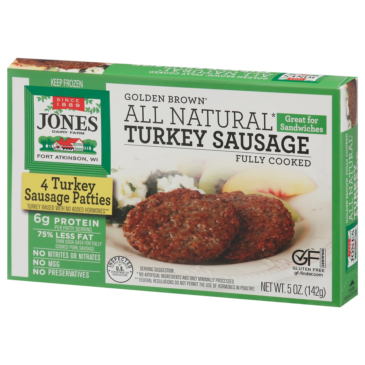 slide 5 of 9, Jones Dairy Farm Golden Brown All Natural Golden Brown Turkey Sausage Patties 4 ea, 4 ct