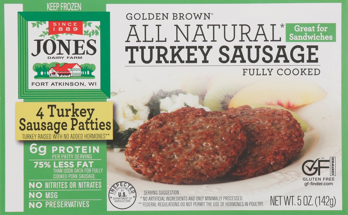 slide 6 of 9, Jones Dairy Farm Golden Brown All Natural Golden Brown Turkey Sausage Patties 4 ea, 4 ct