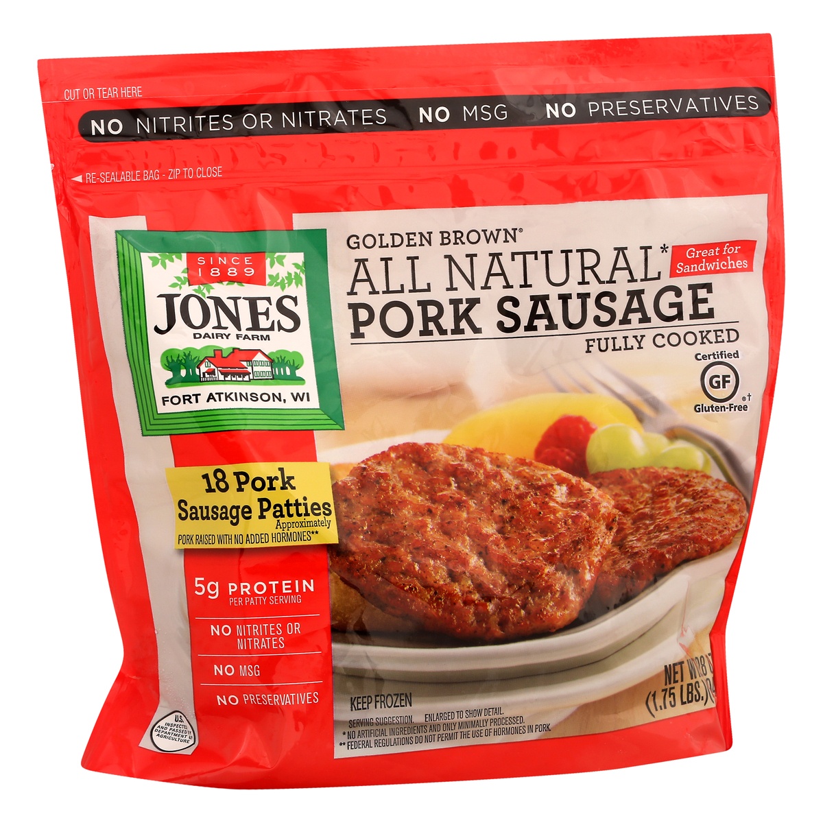 slide 7 of 9, Jones Dairy Farm Golden Brown Pork Sausage Patties 18 ea, 18 ct