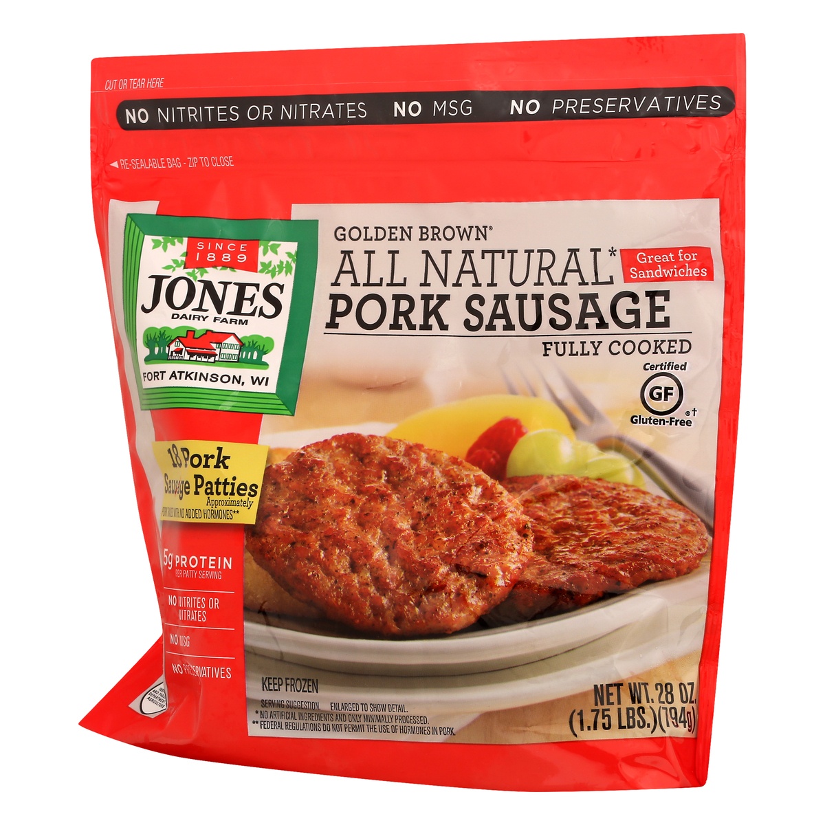 slide 6 of 9, Jones Dairy Farm Golden Brown Pork Sausage Patties 18 ea, 18 ct