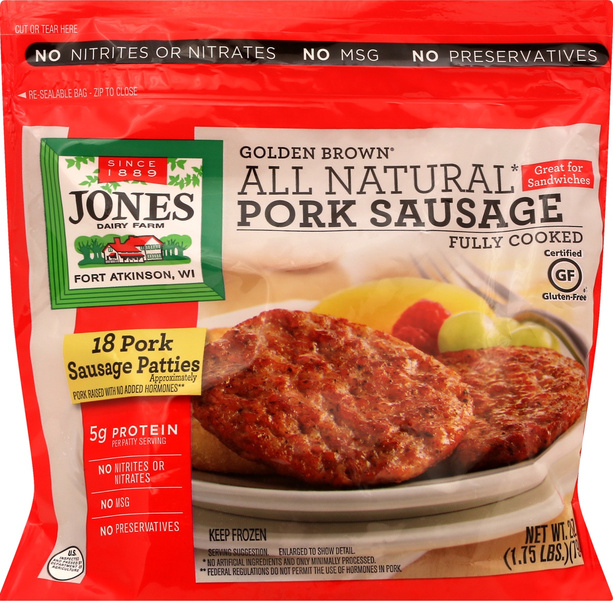 slide 8 of 9, Jones Dairy Farm Golden Brown Pork Sausage Patties 18 ea, 18 ct