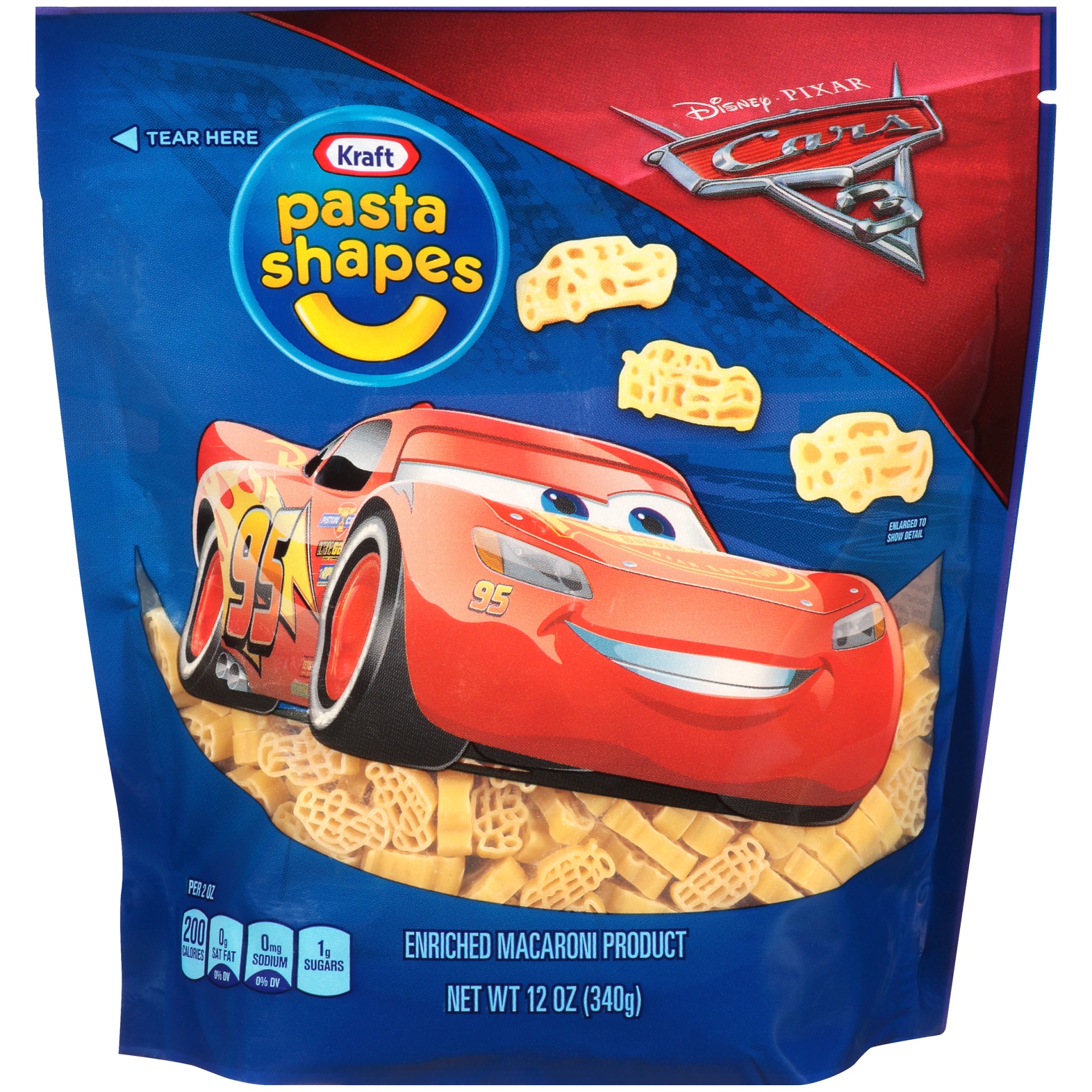 slide 1 of 1, Kraft Pasta Shapes with Disney Pixar Cars 3 Macaroni Shaped Pasta, 12 oz