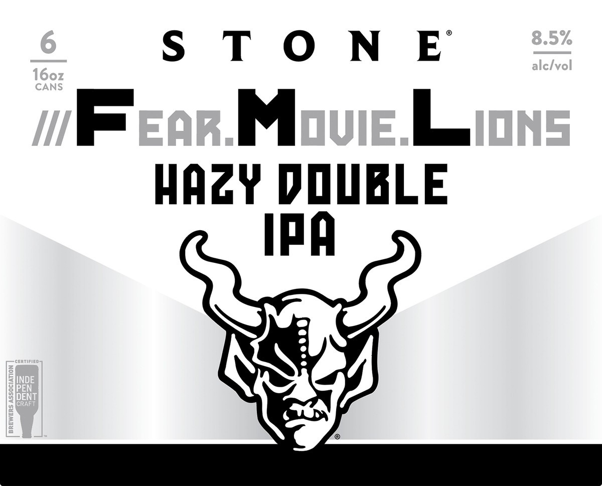 slide 1 of 4, Stone ///Fear. Movie. Lions Hazy Double IPA Beer 6 ea, 6 ct; 16 oz