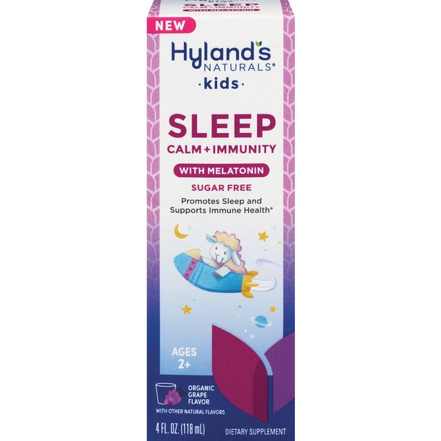 slide 1 of 1, Hyland's Naturals Sugar Free Ages 2+ Kids Organic Grape Flavor Sleep with Melatonin 4 fl oz, 4 oz
