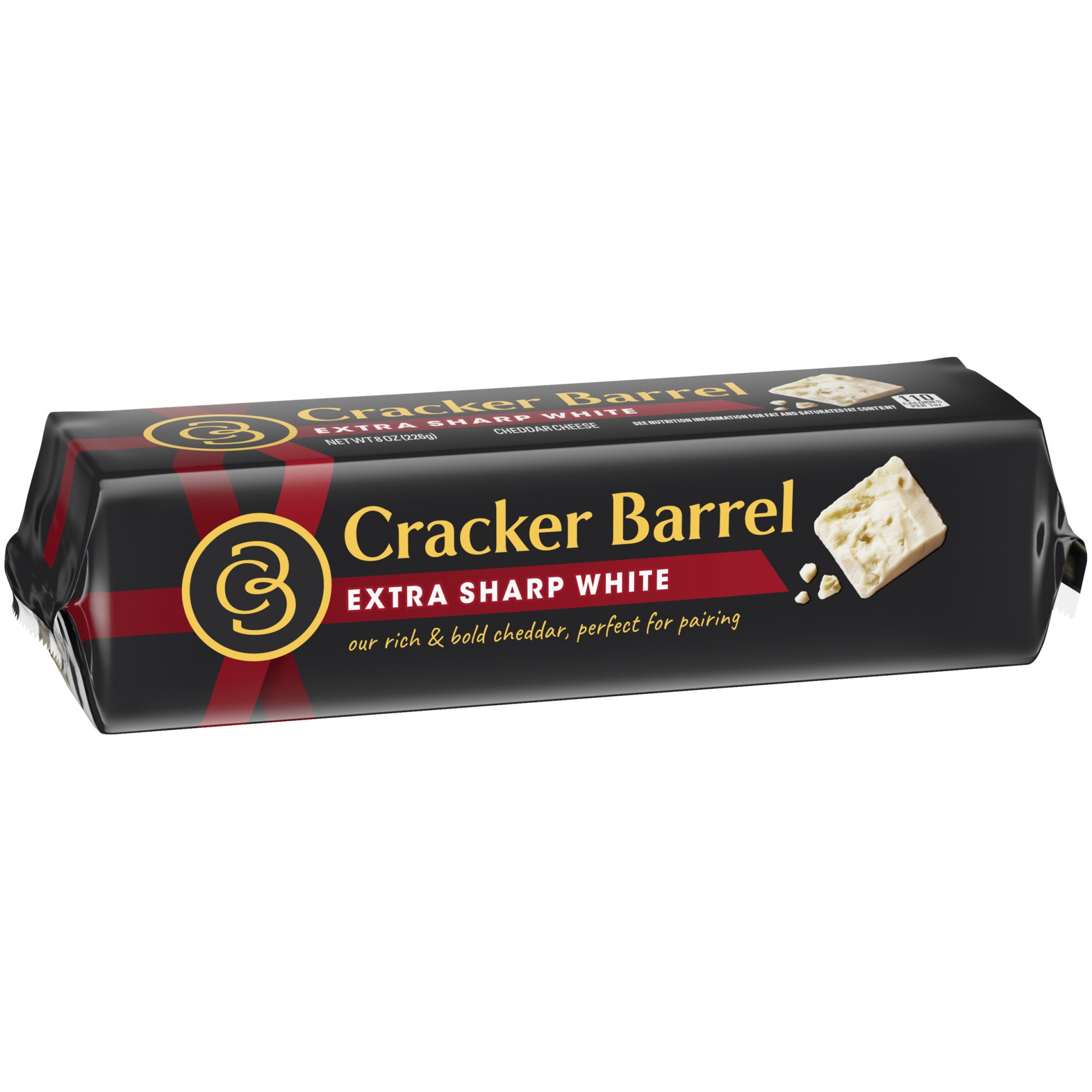 slide 8 of 8, Cracker Barrel Extra Sharp White Cheddar Cheese Chunk Wrapper - 8 oz, 8 oz