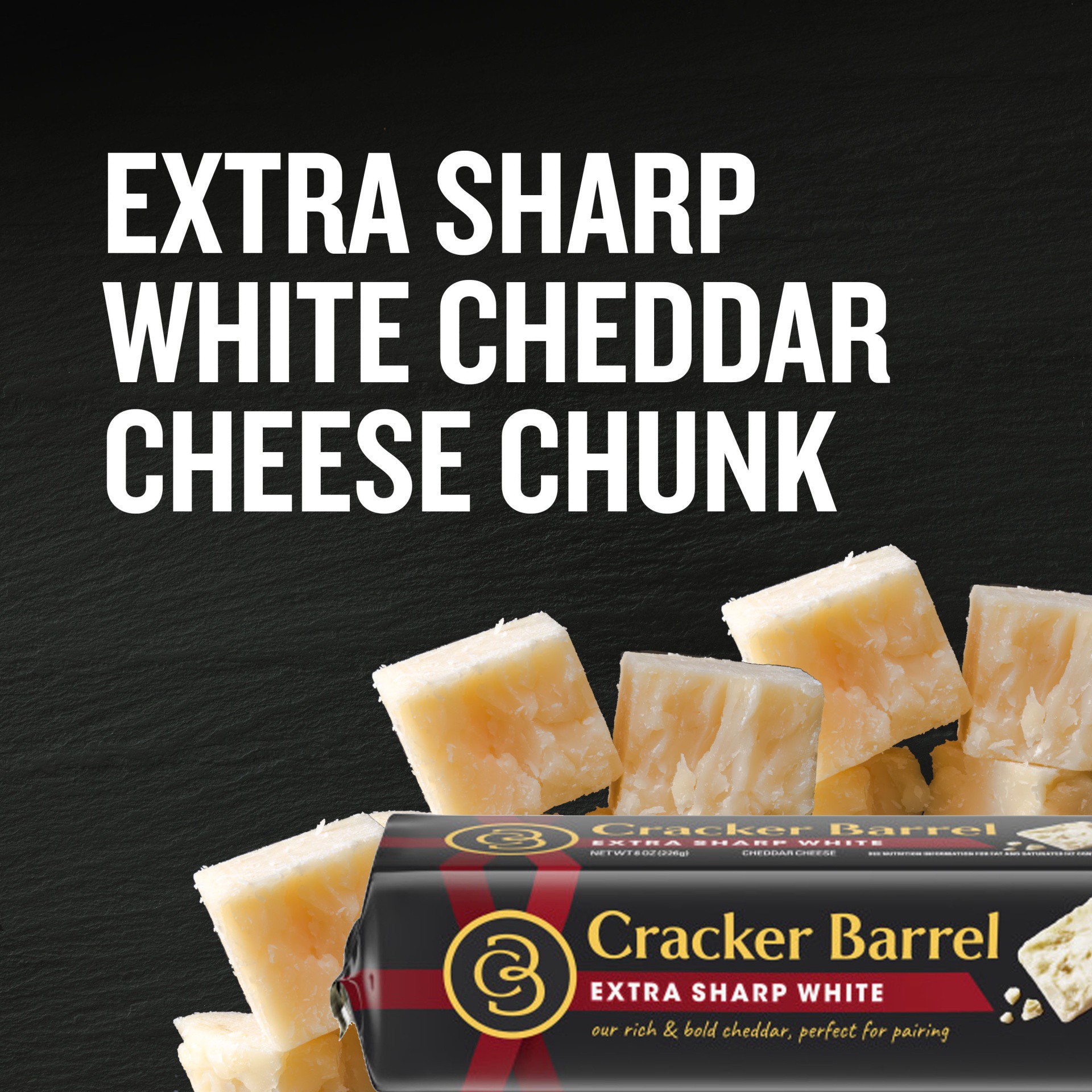 slide 7 of 8, Cracker Barrel Extra Sharp White Cheddar Cheese Chunk Wrapper - 8 oz, 8 oz