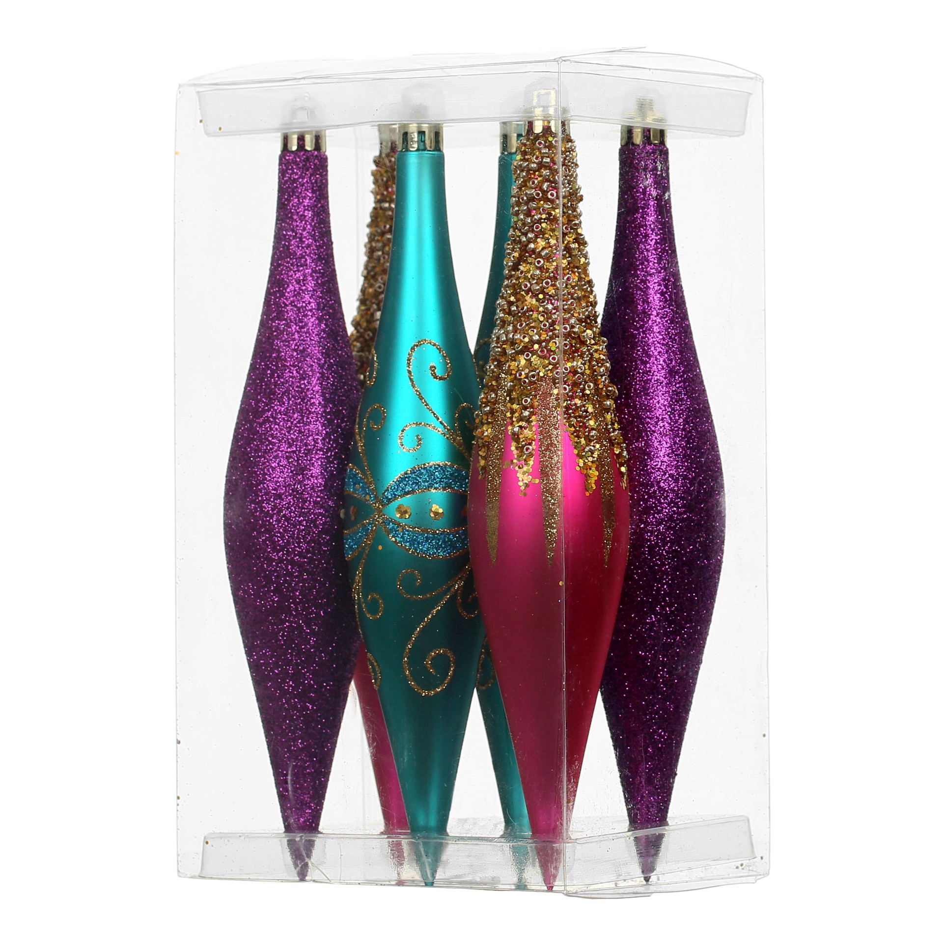 slide 2 of 3, 6 Pack 7.7" Jewels & Jolly Shatterproof Teardrop Ornaments By Ashland, 6 ct