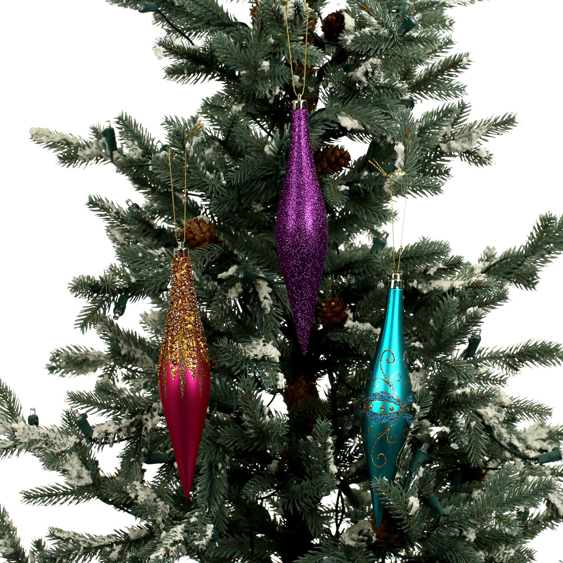 slide 3 of 3, 6 Pack 7.7" Jewels & Jolly Shatterproof Teardrop Ornaments By Ashland, 6 ct