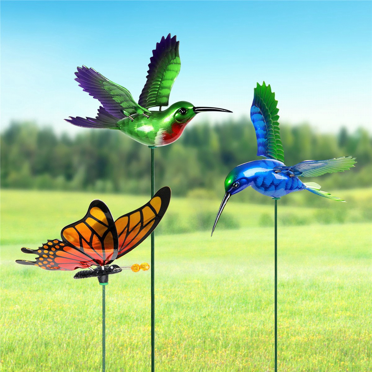 slide 7 of 9, 7" Windy Wings Garden Stake Mixed Assortment, 1 ct