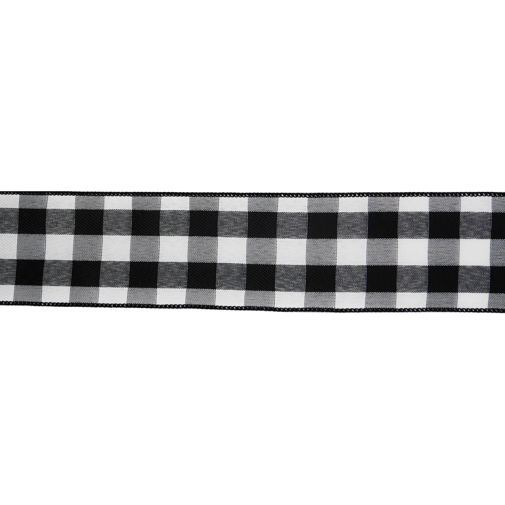 slide 2 of 3, 2.5" X 20ft. Black & White Buffalo Check Wired Taffeta Ribbon By Celebrate It, 2.5 in x 20 ft