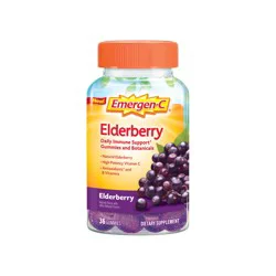 Emergen-C Elderberry Gummies, Elderberry Immune Support Natural Flavors with High Potency Vitamin C, 36 Count