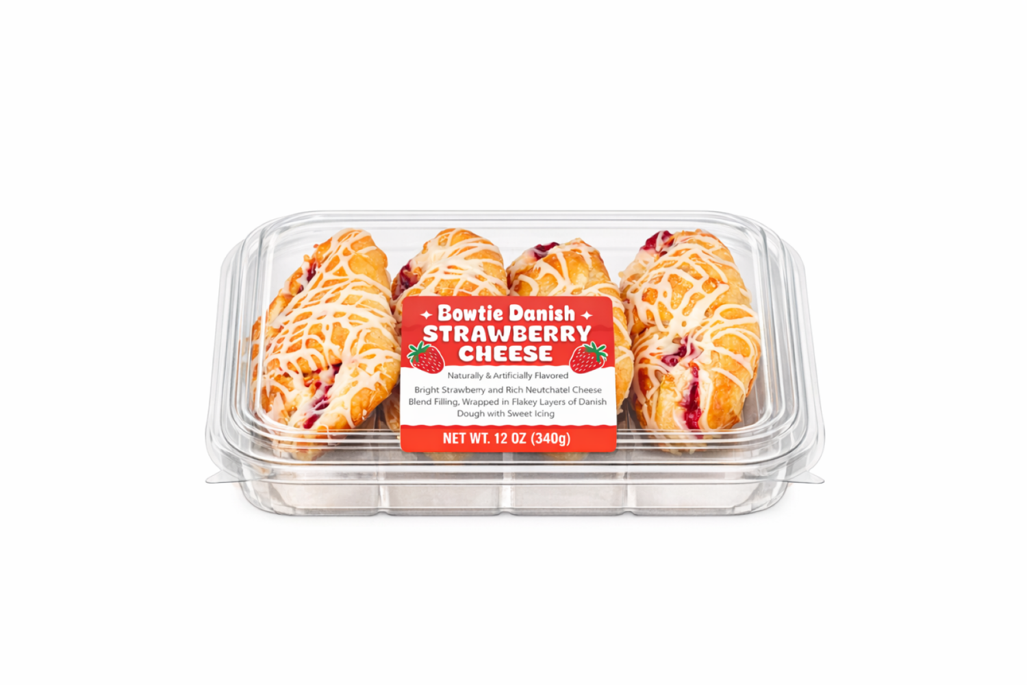 slide 1 of 1, Strawberry Cheese Bowtie Danish 4ct, 4 ct