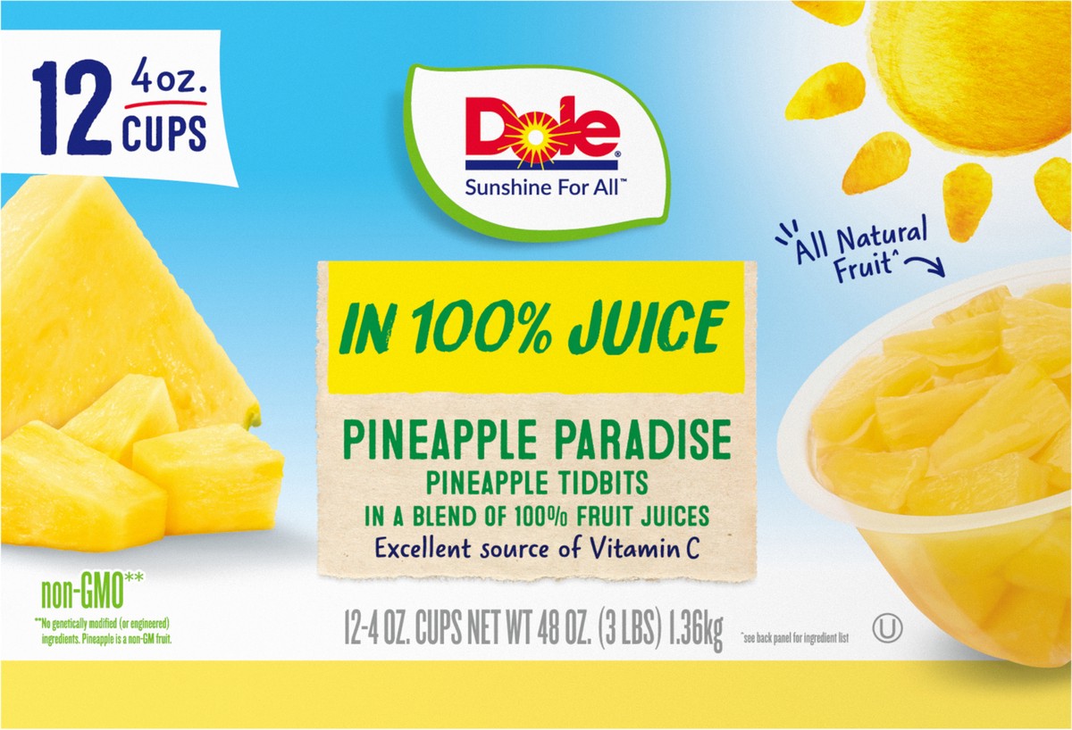 slide 3 of 9, DOLE Pineapple Paradise Pineapple Tidbits Fruit Bowl Cups - 12 ct; 4 oz, 12 ct; 4 oz