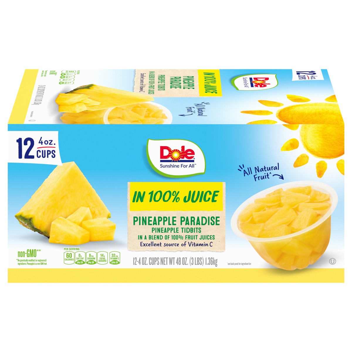 slide 1 of 9, DOLE Pineapple Paradise Pineapple Tidbits Fruit Bowl Cups - 12 ct; 4 oz, 12 ct; 4 oz