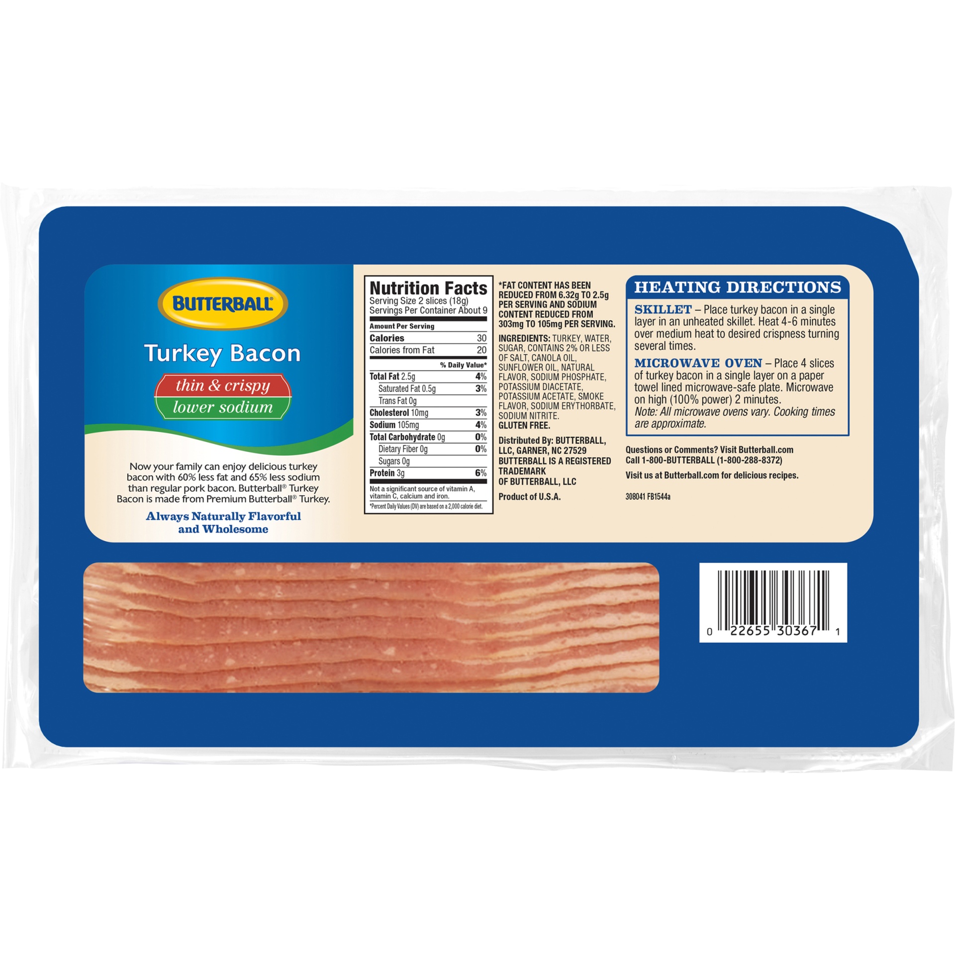 slide 6 of 8, Butterball Everyday Btbl L/S Turkey Bacon, 6 oz