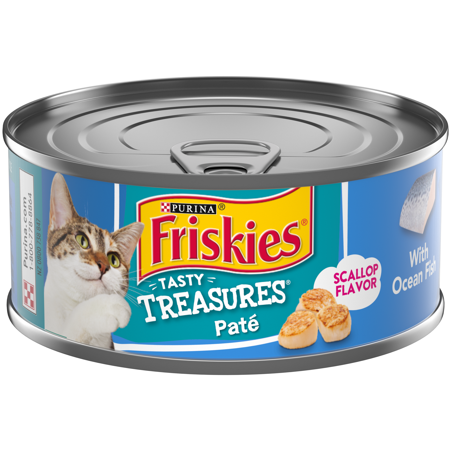 slide 1 of 7, Purina Friskies Tasty Treasures Ocean Fish Dinner with Cheese Pate Cat Food, 5.5 oz