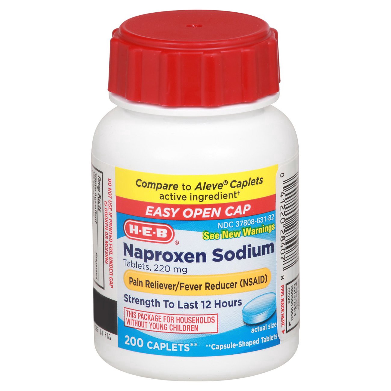 slide 1 of 1, H-E-B All Day Pain Relief Naproxen 220 mg Caplets, 200 ct