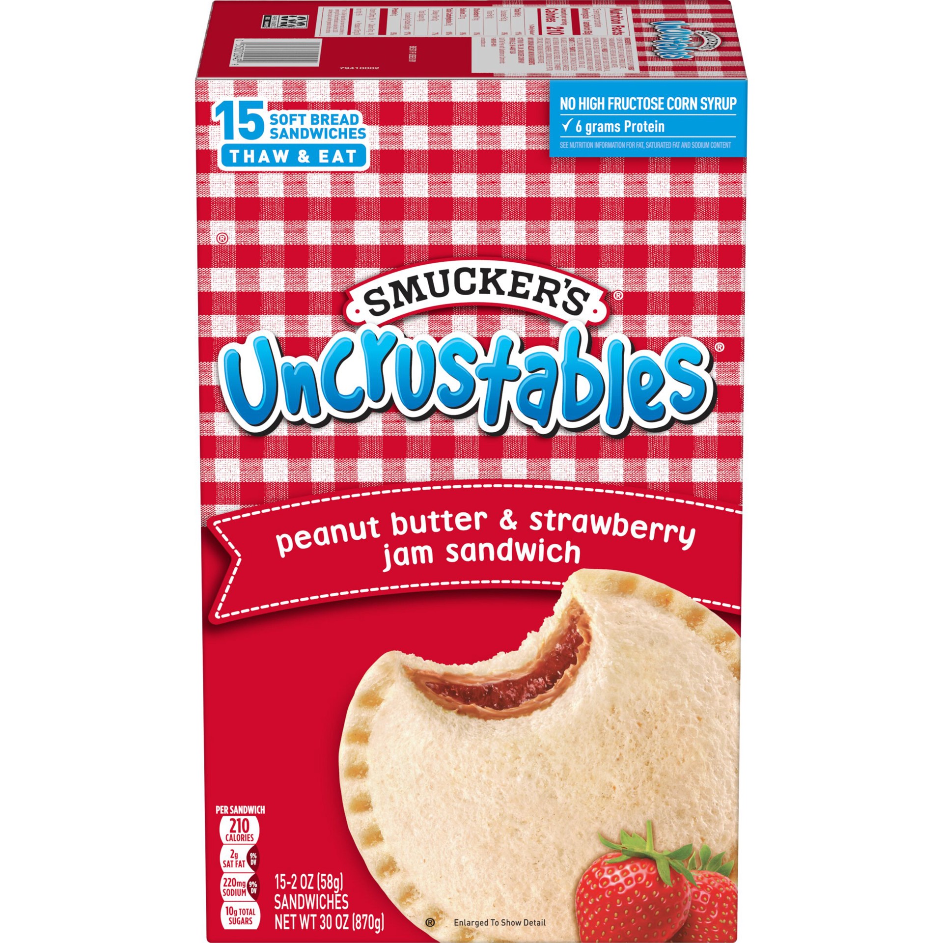 slide 3 of 4, Smucker's Uncrustables Peanut Butter & Strawberry Jam Sandwich Pack 15 - 2 oz ea, 15 ct; 2 oz