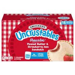 Smucker's Smucker’s Uncrustables Peanut Butter & Strawberry Jam Sandwiches, 15 Count, 2 Oz. Each, Frozen