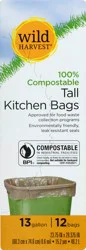 Wild Harvest Compostable Kitchen Bag Tall13Gal