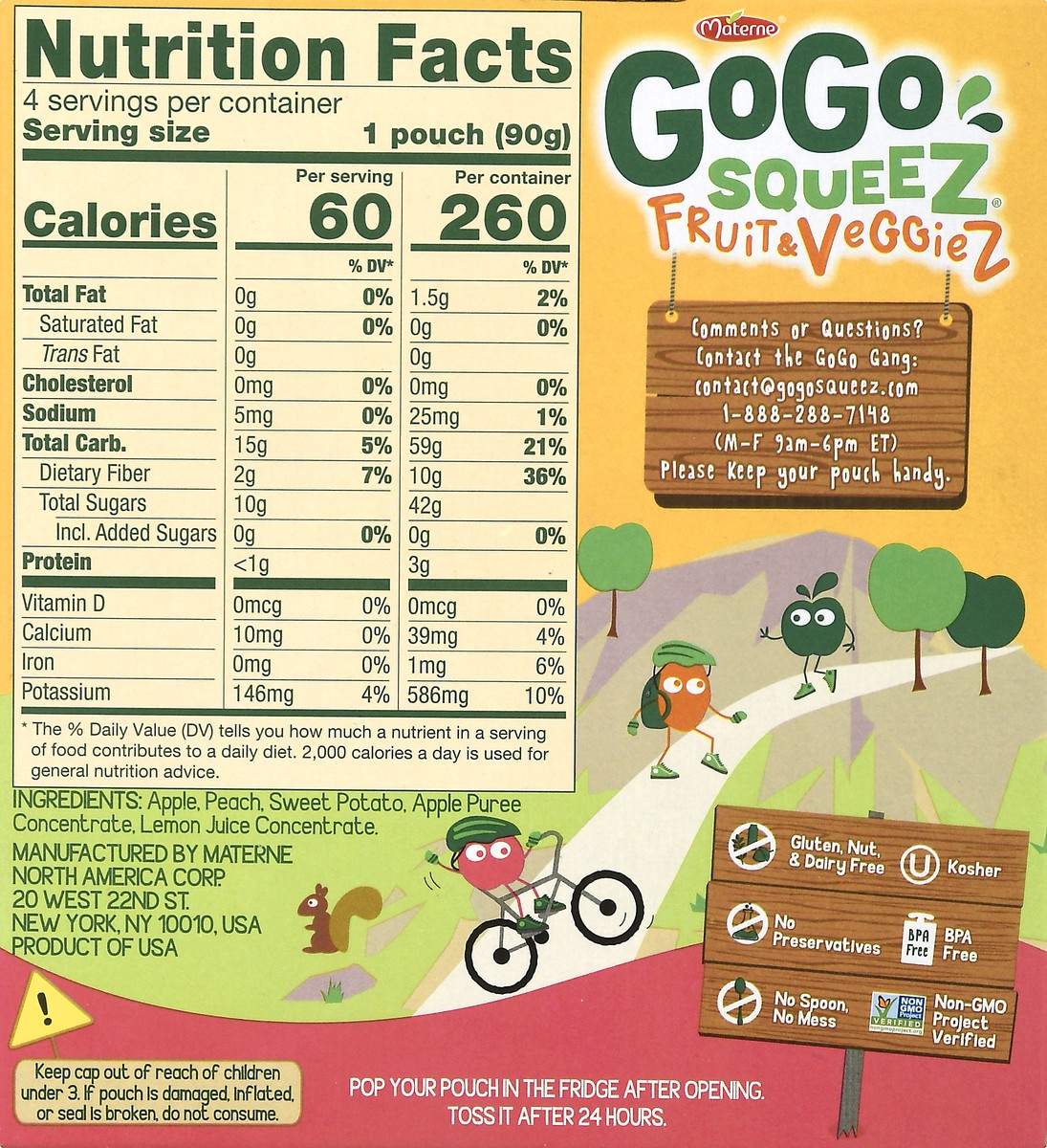 slide 5 of 9, GoGo squeeZ Pedal Pedal Peach Fruit & Veggies On The Go Pouches, 4 ct