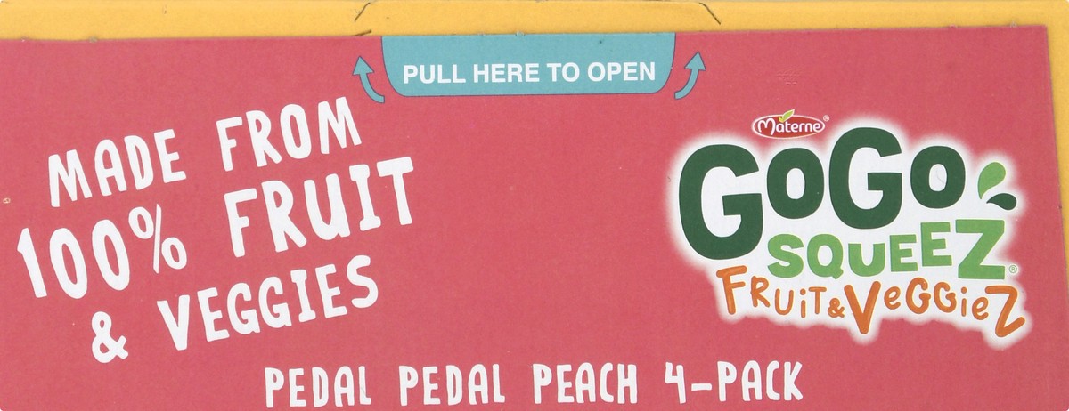 slide 7 of 9, GoGo squeeZ Pedal Pedal Peach Fruit & Veggies On The Go Pouches, 4 ct