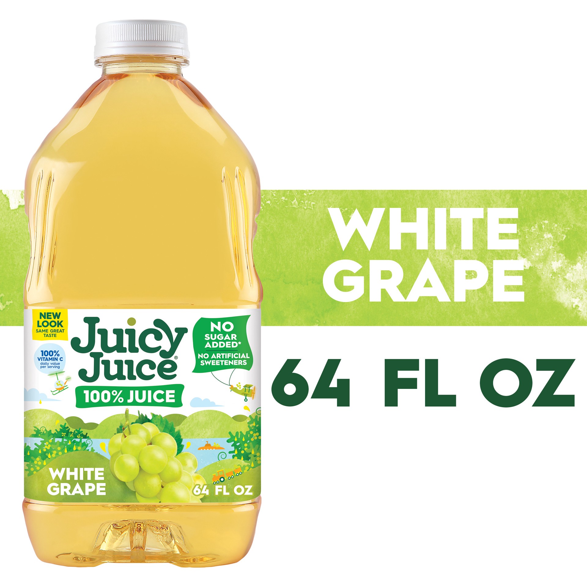 slide 1 of 9, Juicy Juice 100% Juice, White Grape, 64 FL OZ, 64 fl oz