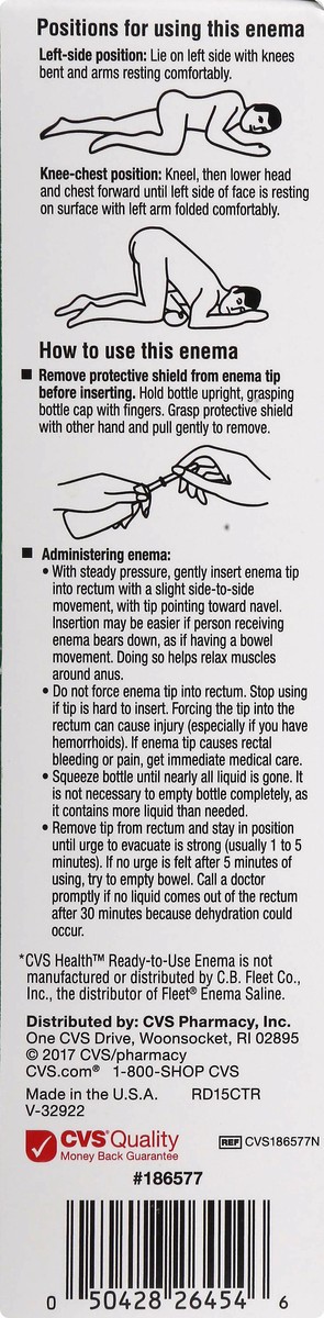 slide 5 of 11, CVS Health Enema Ready-To-Use Saline Laxative Pre-Mixed Single, 4.5 fl oz
