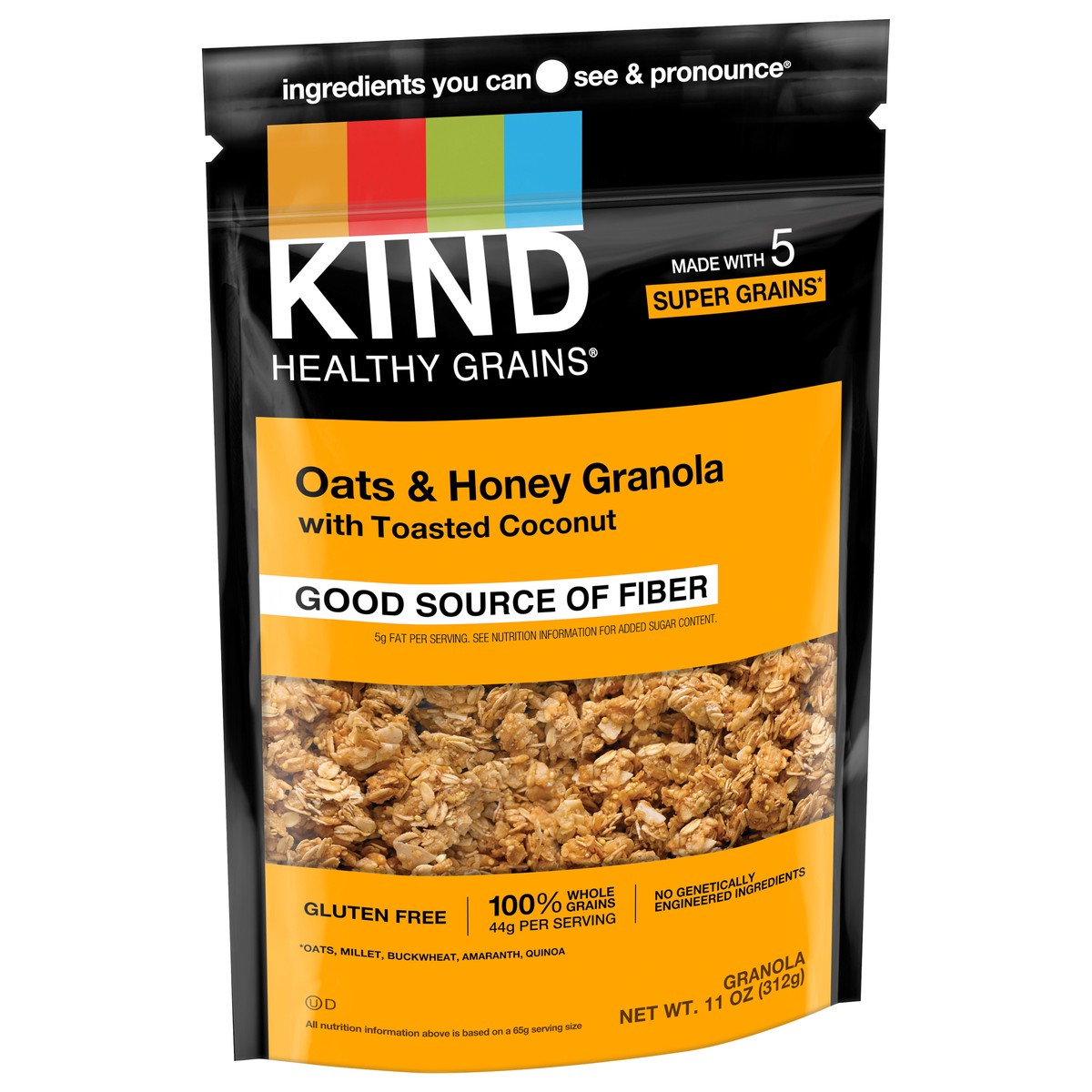 slide 4 of 4, KIND Healthy Grains Clusters, Oats and Honey with Coconut, 11 oz
