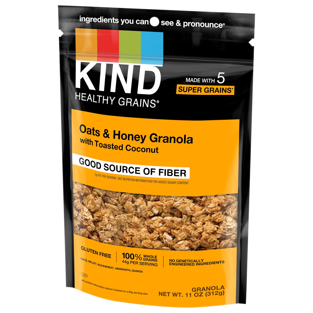 slide 3 of 4, KIND Healthy Grains Clusters, Oats and Honey with Coconut, 11 oz