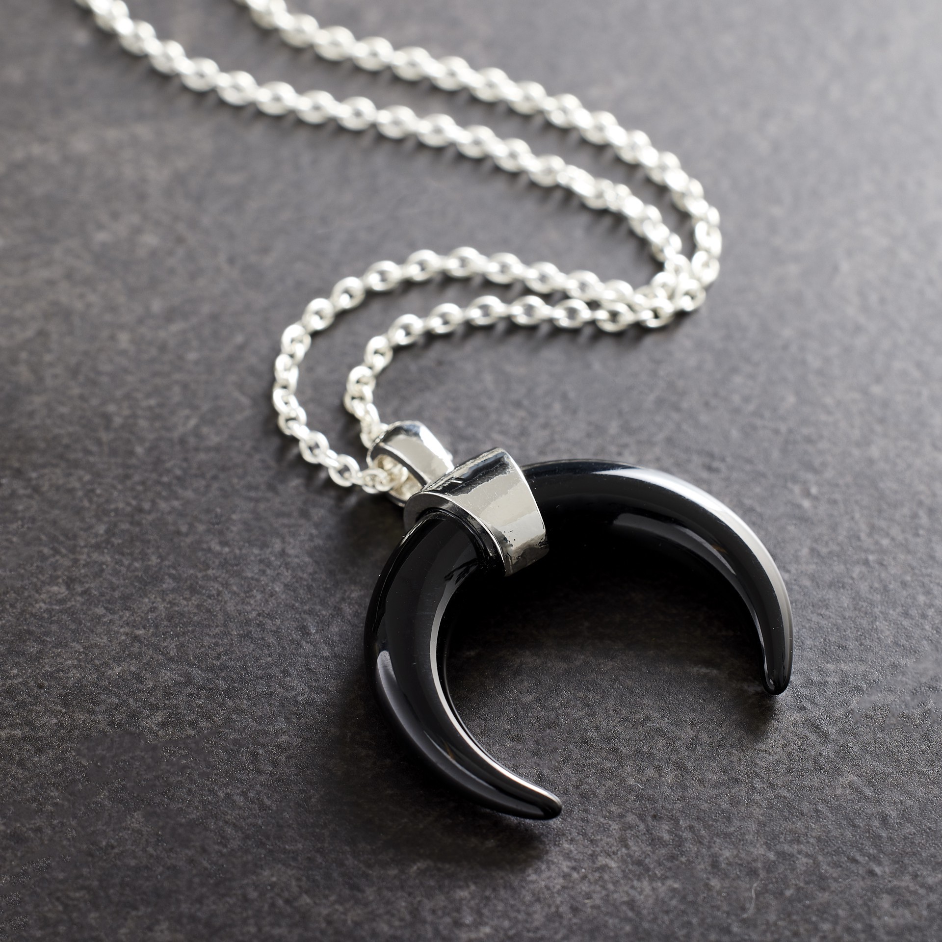 slide 3 of 3, Black Curved Horn Pendant By Bead Landing, 34.6mm x 32.2mm