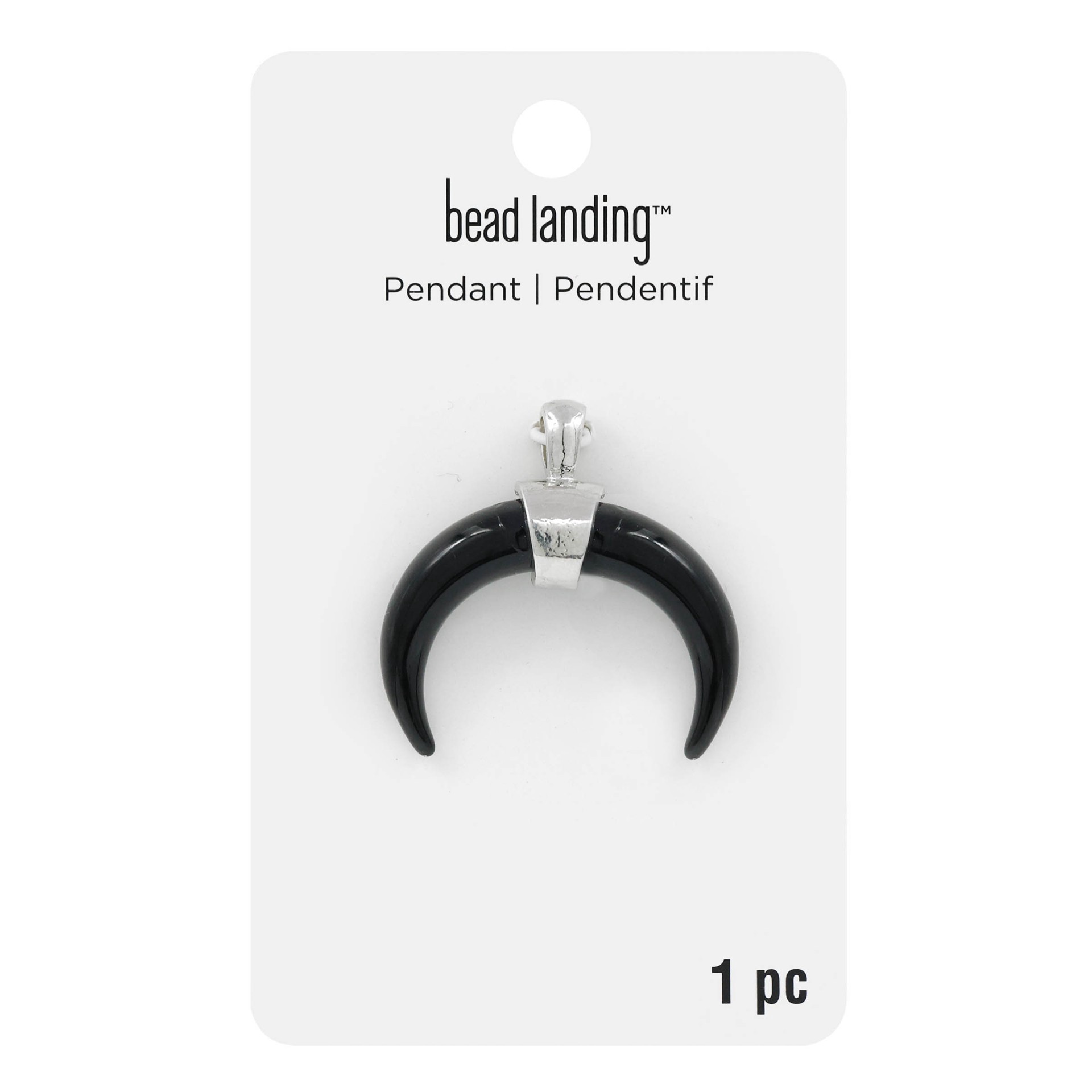 slide 2 of 3, Black Curved Horn Pendant By Bead Landing, 34.6mm x 32.2mm