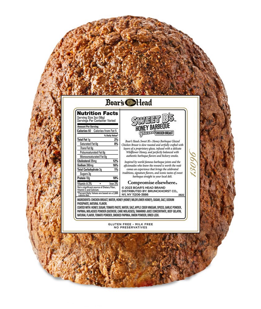 slide 3 of 6, Boar's Head Sweet B's Honey Barbeque Glazed Chicken Breast, per lb
