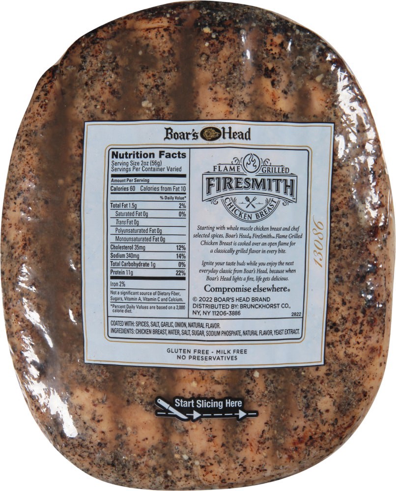 slide 6 of 6, Boar's Head FireSmith Flame Grilled Chicken Breast, per lb