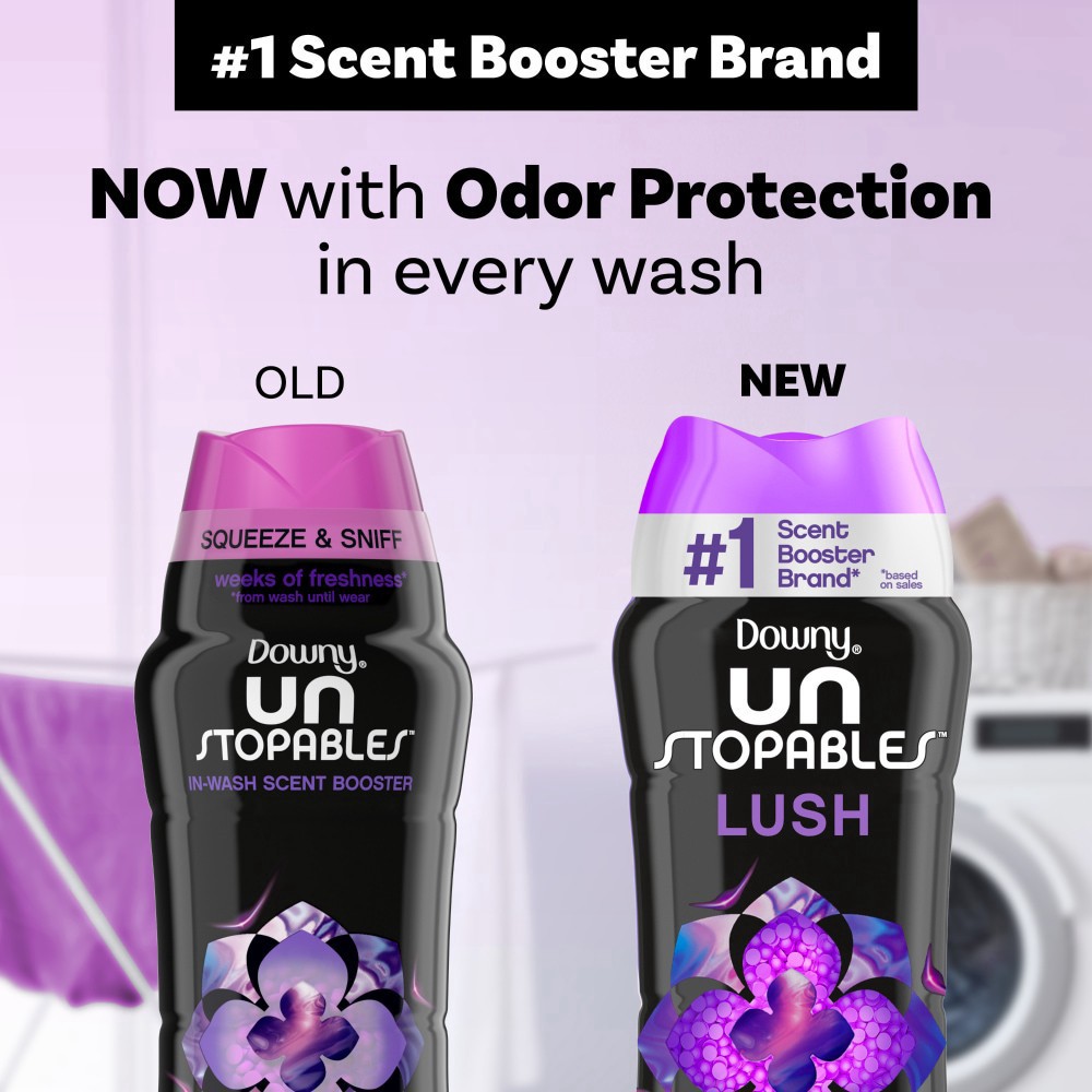 slide 3 of 6, Downy Unstopables In-Wash Scent Booster - Lush, 30.1 oz