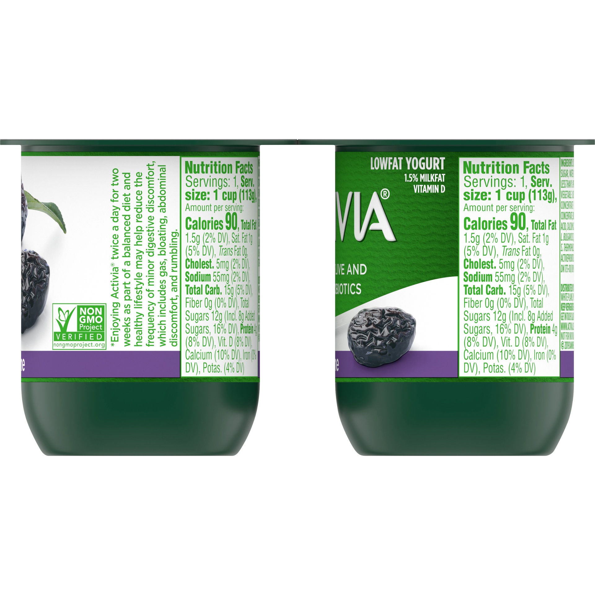 slide 3 of 4, Activia Prune Probiotic Yogurt, Low Fat Yogurt Cups, 4 OZ, 4 Ct, 4 ct