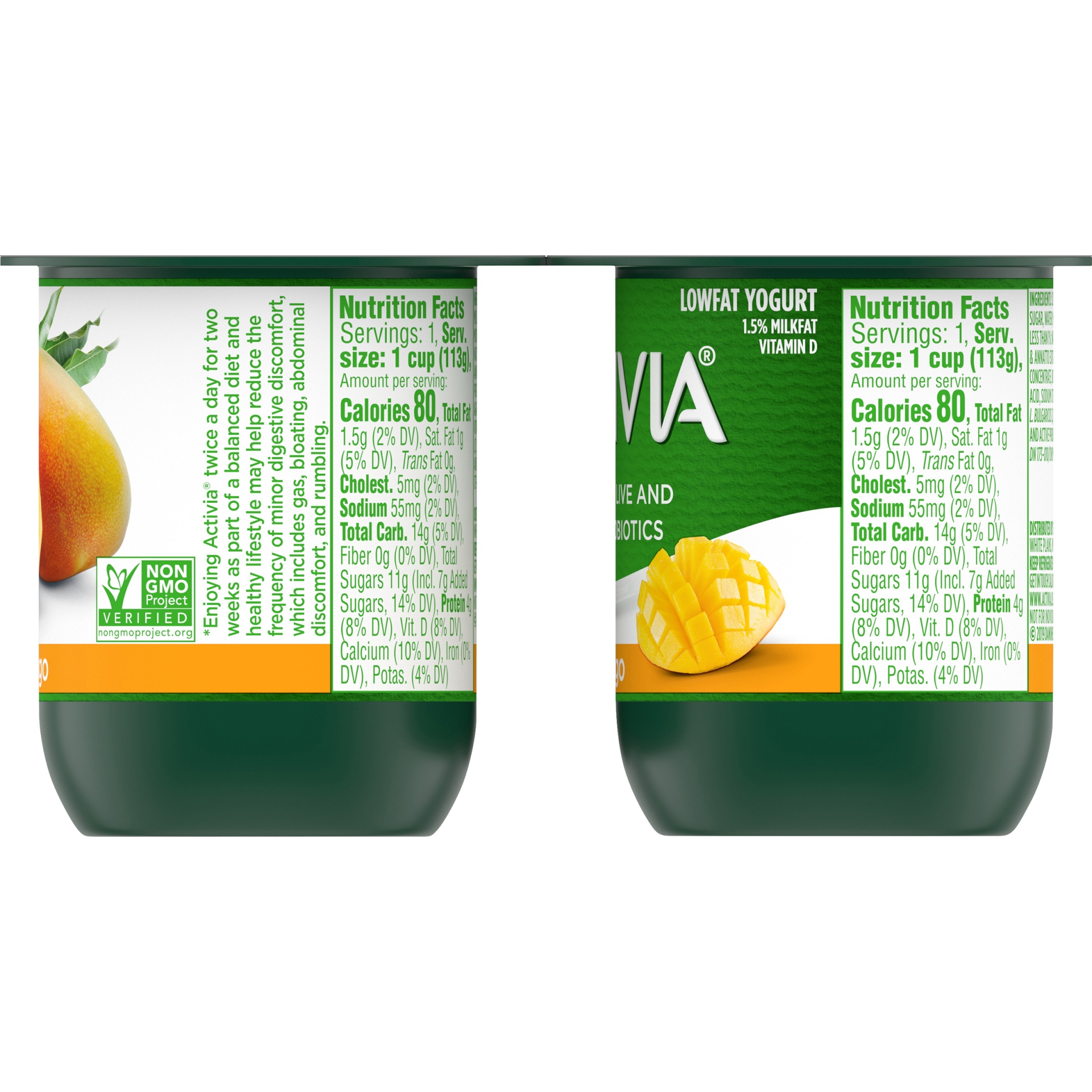slide 5 of 7, Activia Low Fat Probiotic Mango Yogurt Cups, 4 oz