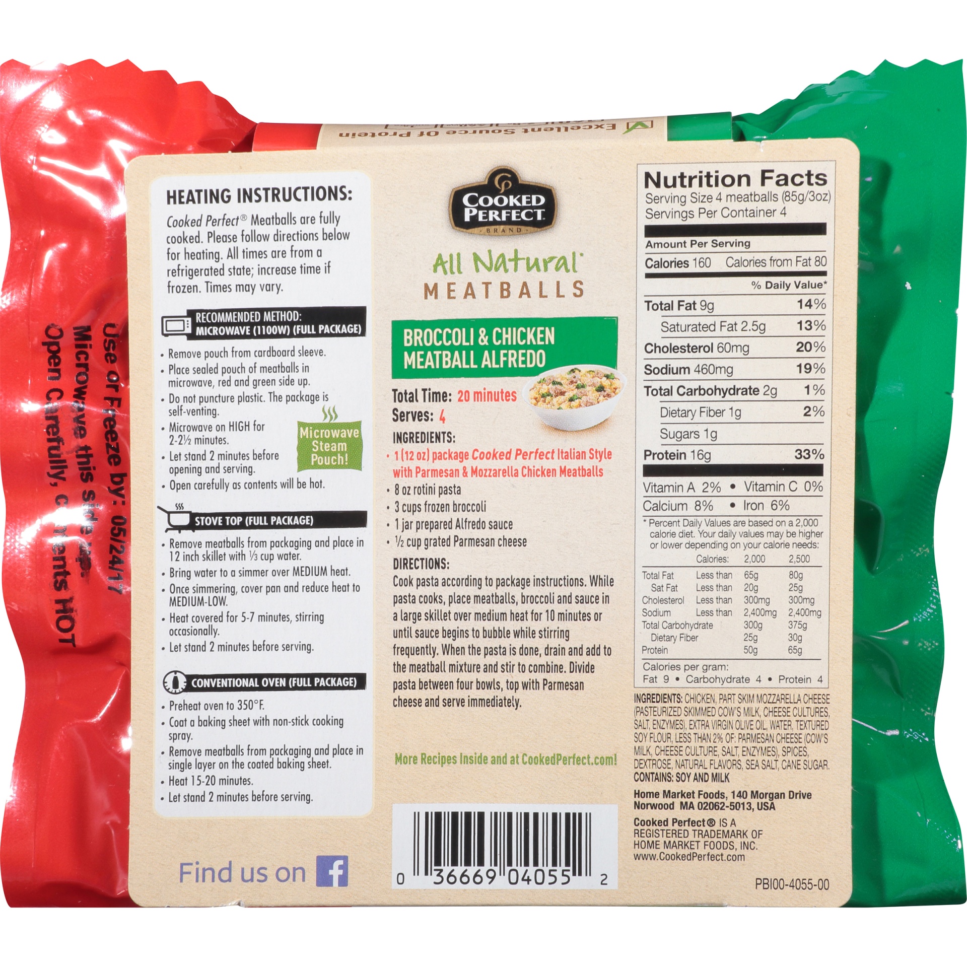 slide 4 of 6, Cooked Perfect Italian Style Chicken Meatballs With Parmesan & Mozzarella, 12 oz