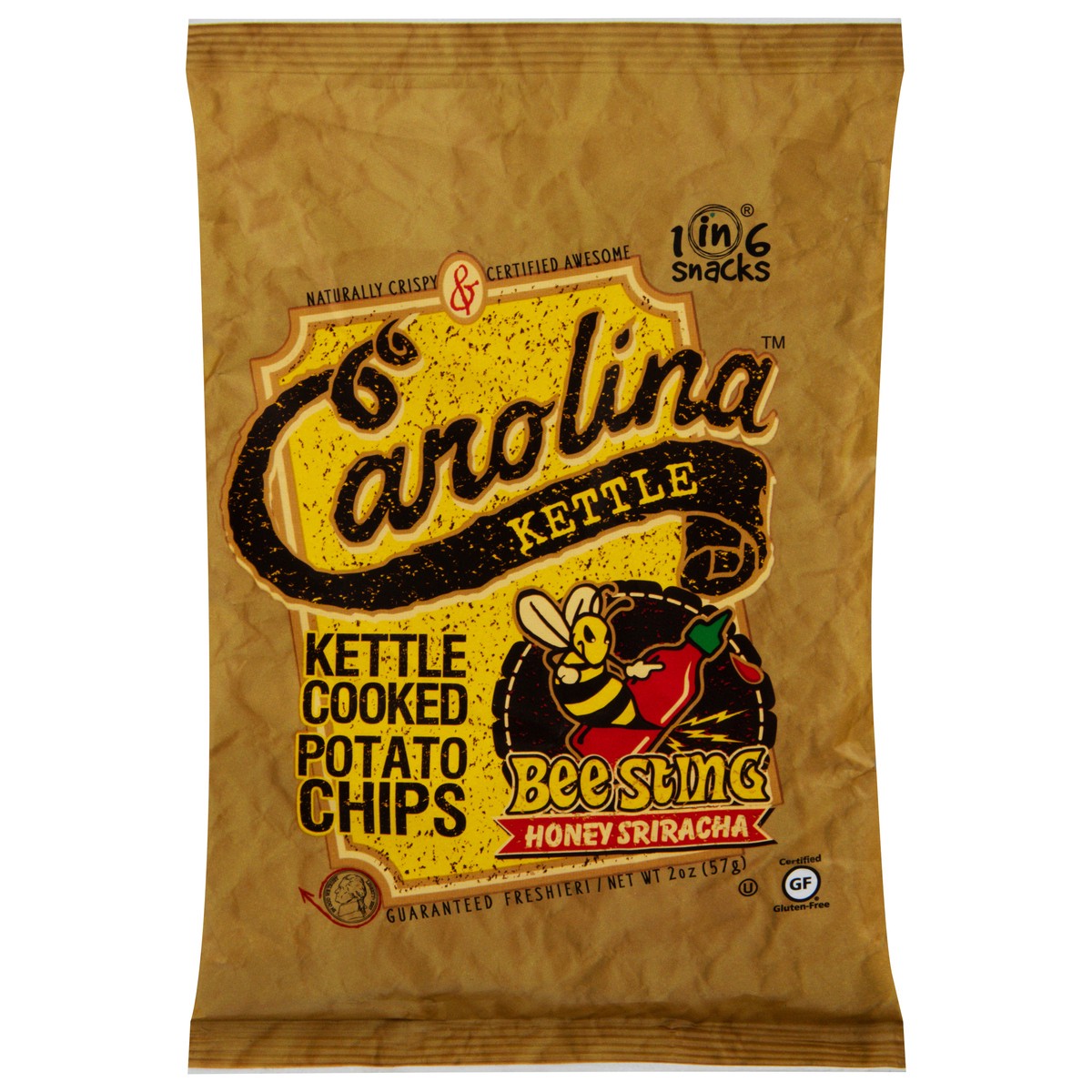 slide 7 of 14, Carolina Kettle Cooked Bee Sting Honey Sriracha Potato Chips 2 oz, 2 oz