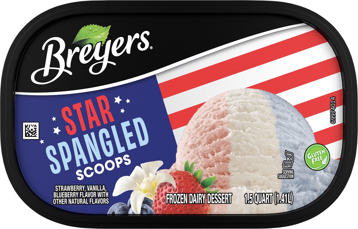 slide 8 of 11, Breyers Star Spangled Scoops, Strawberry, Vanilla & Blueberry Frozen Dairy Dessert, 1.5 qt