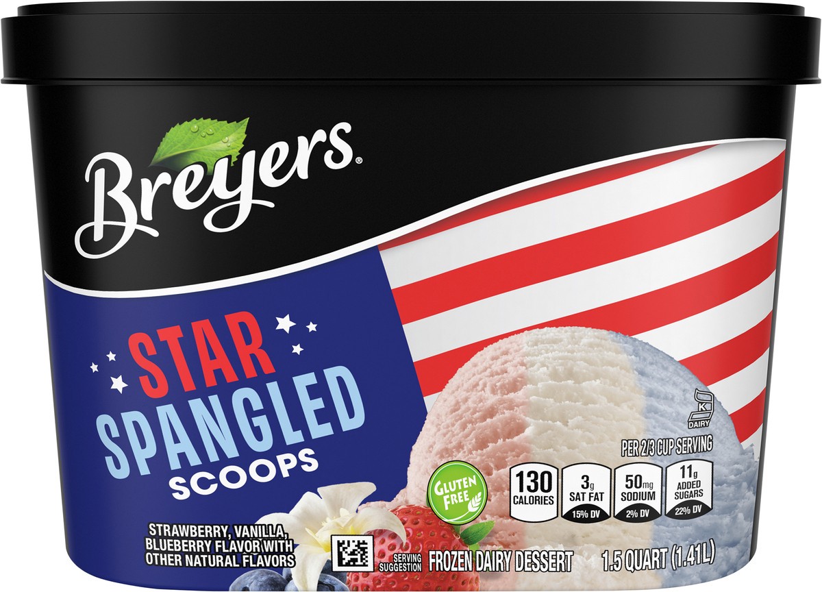 slide 6 of 11, Breyers Star Spangled Scoops, Strawberry, Vanilla & Blueberry Frozen Dairy Dessert, 1.5 qt