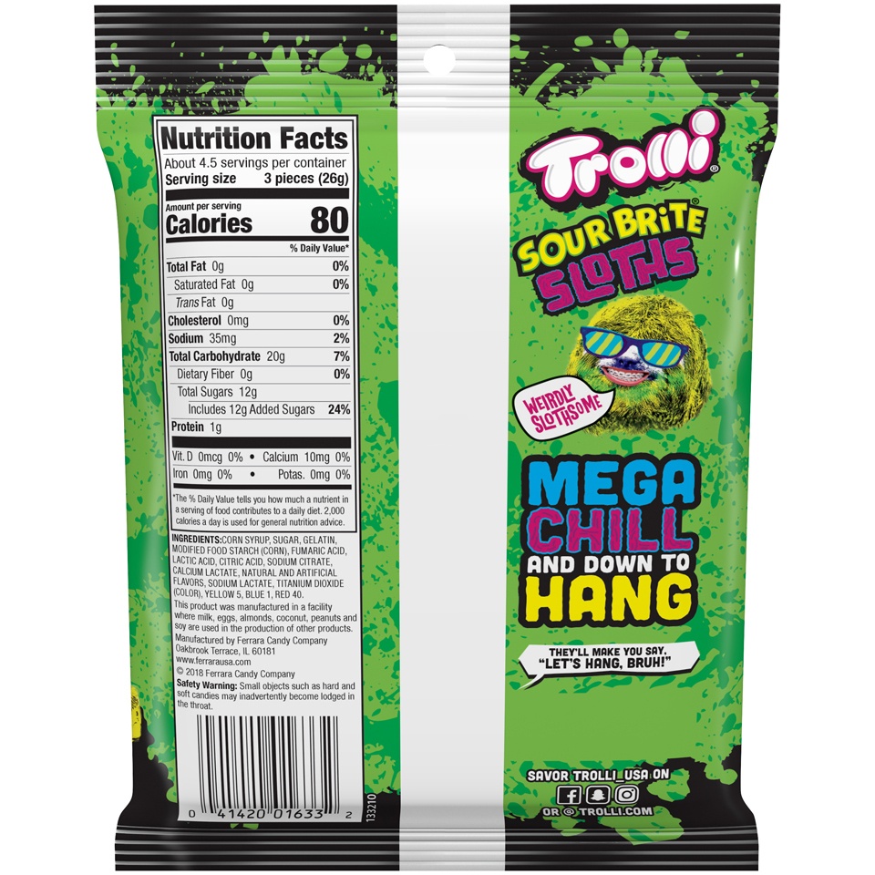 slide 2 of 2, Trolli Sour Brite Sloths, 4.5 oz