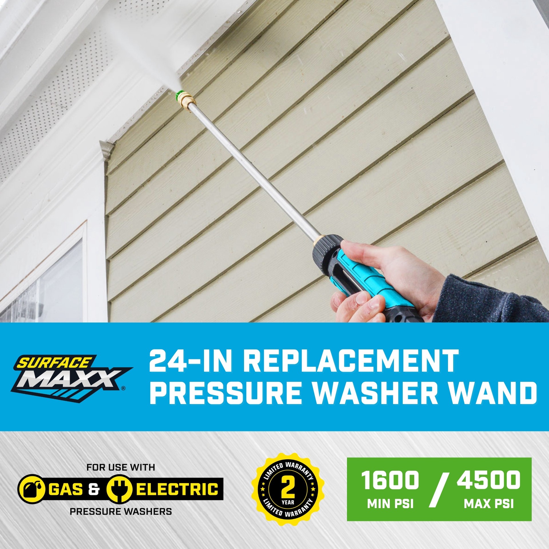 slide 2 of 6, SurfaceMaxx 2-ft up to 4500-PSI Steel Pressure Washer Spray wand, 1 ct