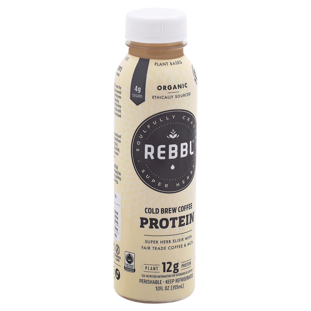 slide 2 of 9, REBBL Organic Cold Brew Coffee Protein Elixir 12 fl oz Bottle, 12 fl oz