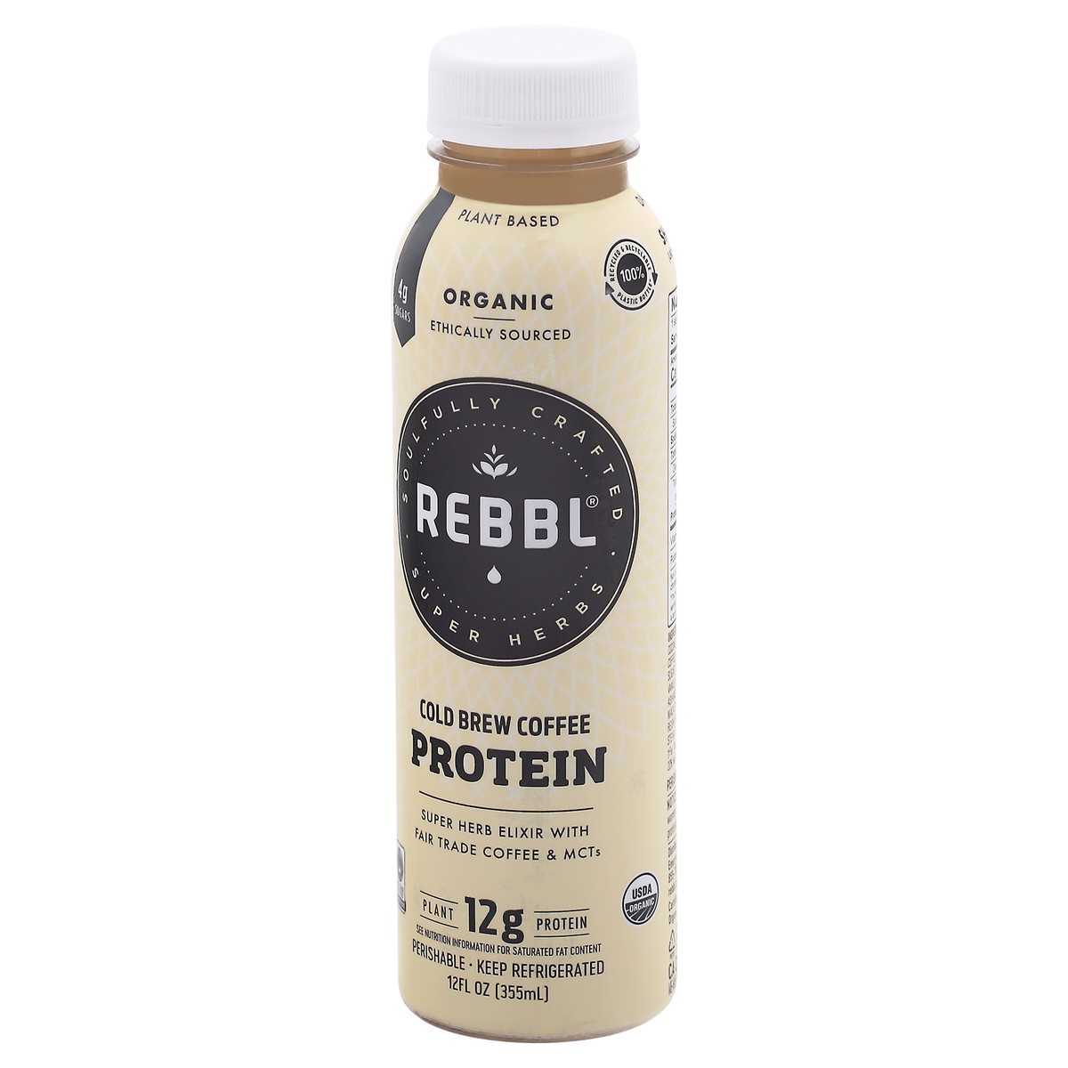 slide 3 of 9, REBBL Organic Cold Brew Coffee Protein Elixir 12 fl oz Bottle, 12 fl oz