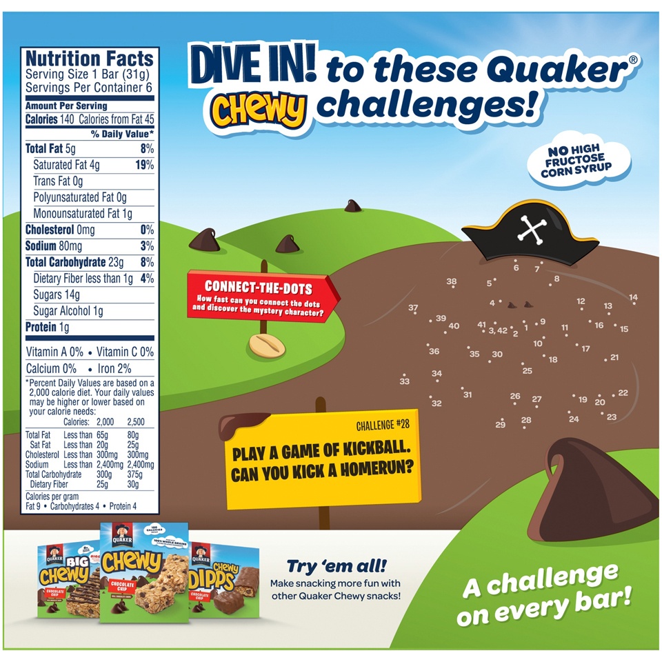 slide 5 of 7, Quaker Chewy Dipps Chocolate Chip Granola Bars - 6ct, 6 ct