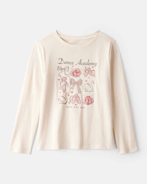 slide 1 of 2, Carter's Carters Girls Dance Academy Long-Sleeve Graphic Tee - Cream Beige S, 1 ct